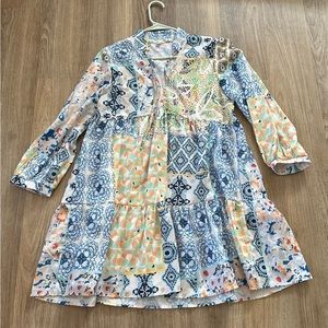 SHEIN Patchwork and Floral Long Sleeve Dress Size Small